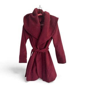 Structural Oxblood Wine Wrap Coat Jacket XS/S